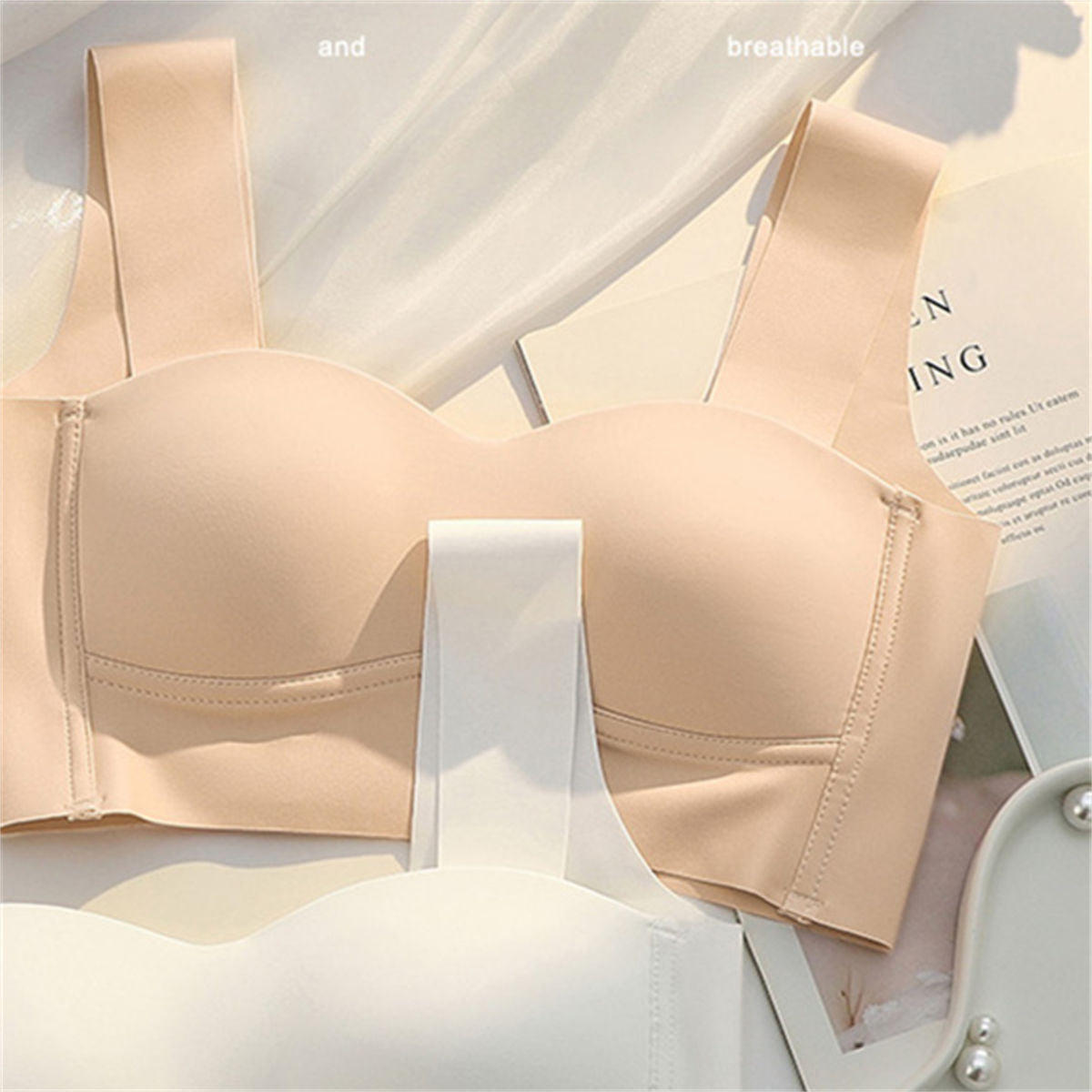 Underwear female undershirt type thin section without steel ring anti-sagging bra