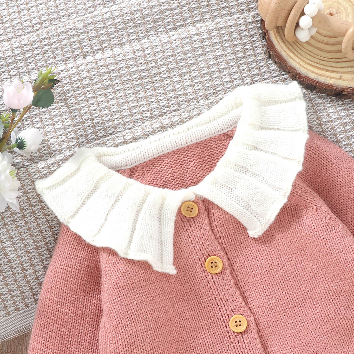 Infant and Toddler Knitted Cute Chick Embroidery Baby Jacket Cardigan