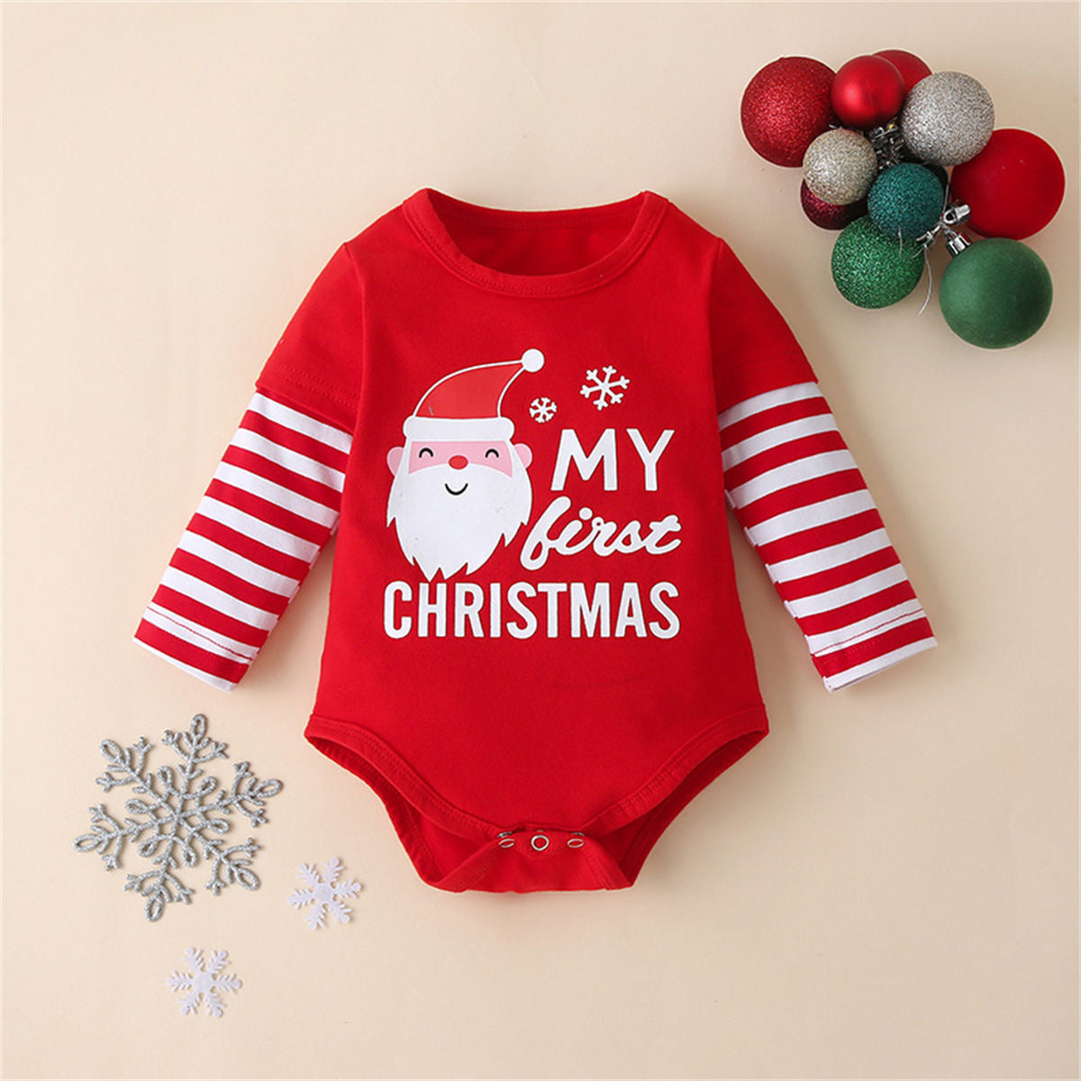 Three-piece outfit with hat for winter, for newborn baby, Christmas design