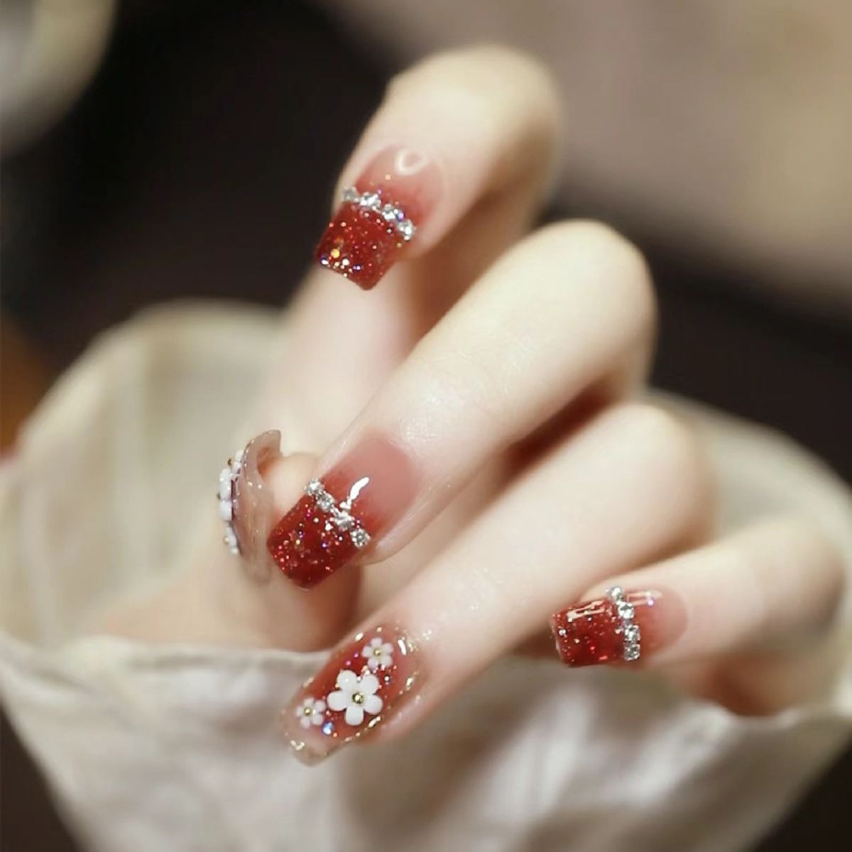 Short glitter nail art pieces removable nail stickers