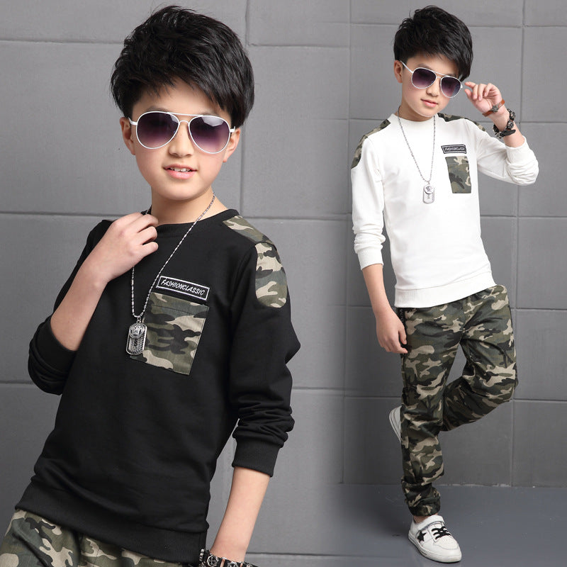 Children's clothing boys sports camouflage two-piece suit