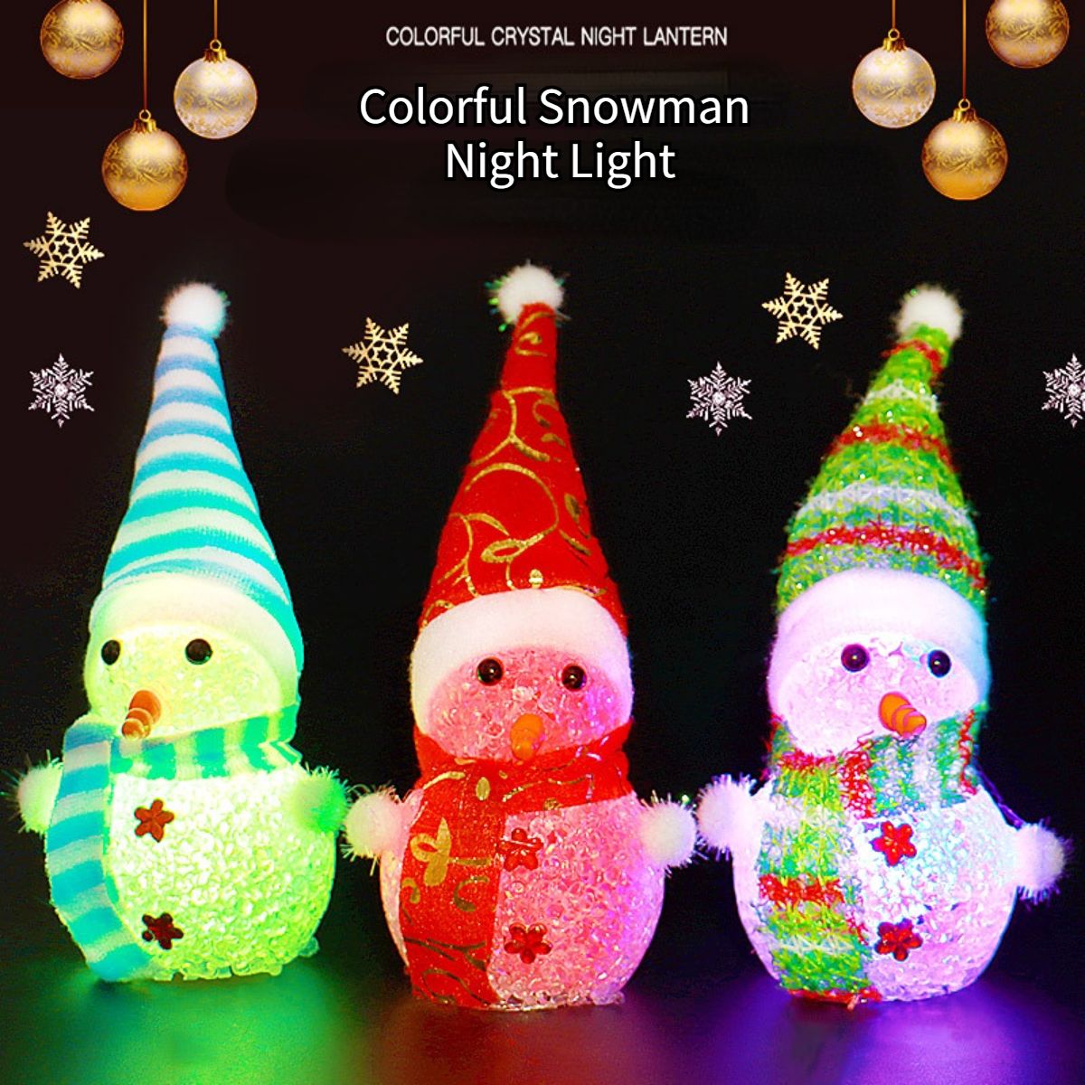 Glowing Christmas Colorful Crystal Snowman Toy