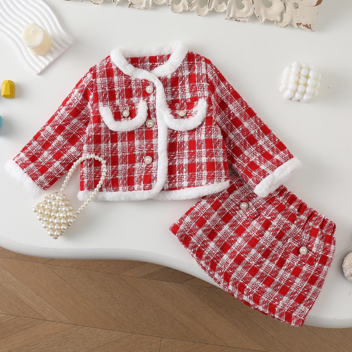 Children&#39;s new stylish girl&#39;s suit winter children&#39;s cotton thickened small fragrance style suit