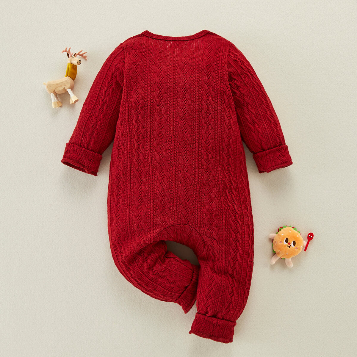 Baby Girl Casual Solid Long Sleeve Knitted Jumpsuit