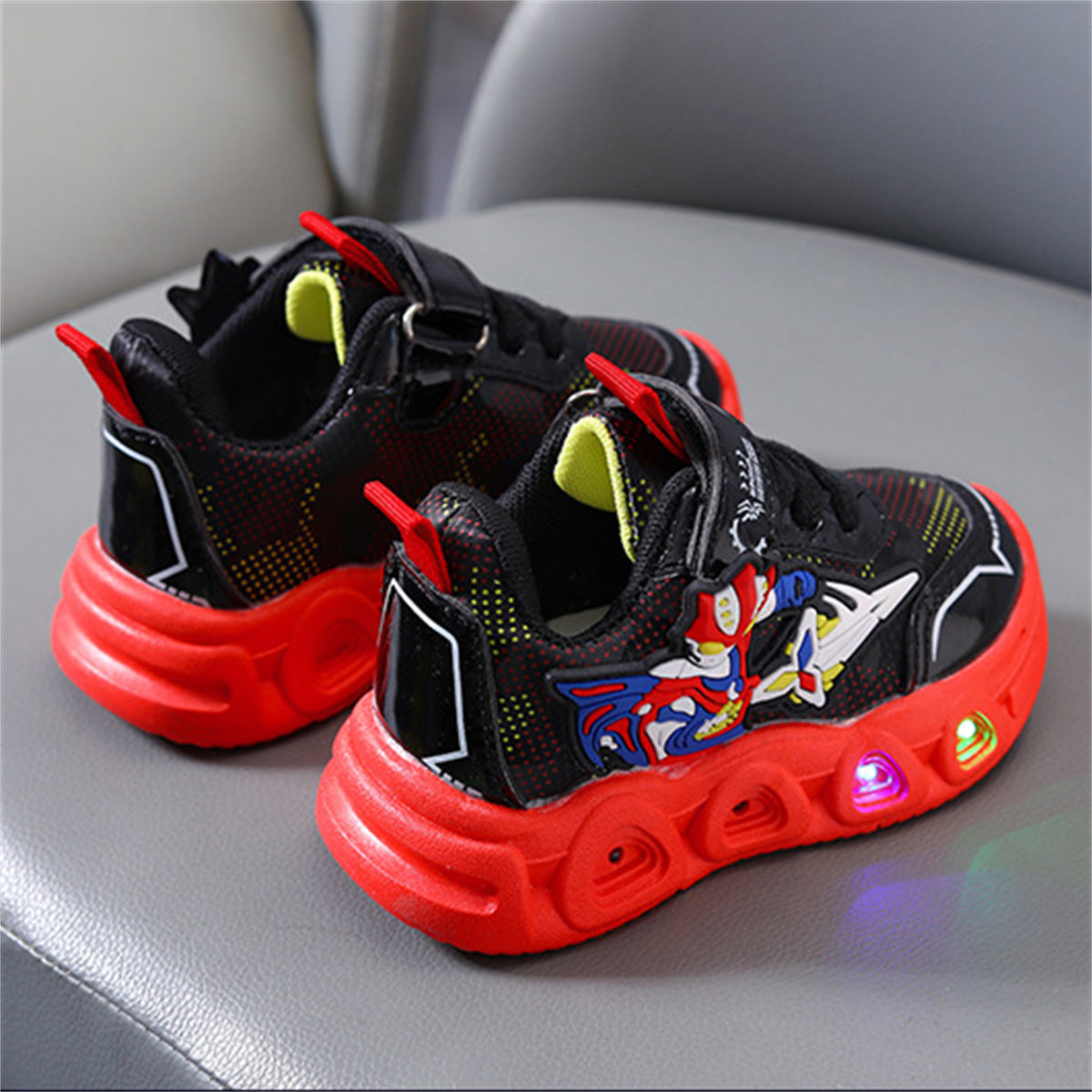 Children's leather Spider-Man LED light-up sneakers