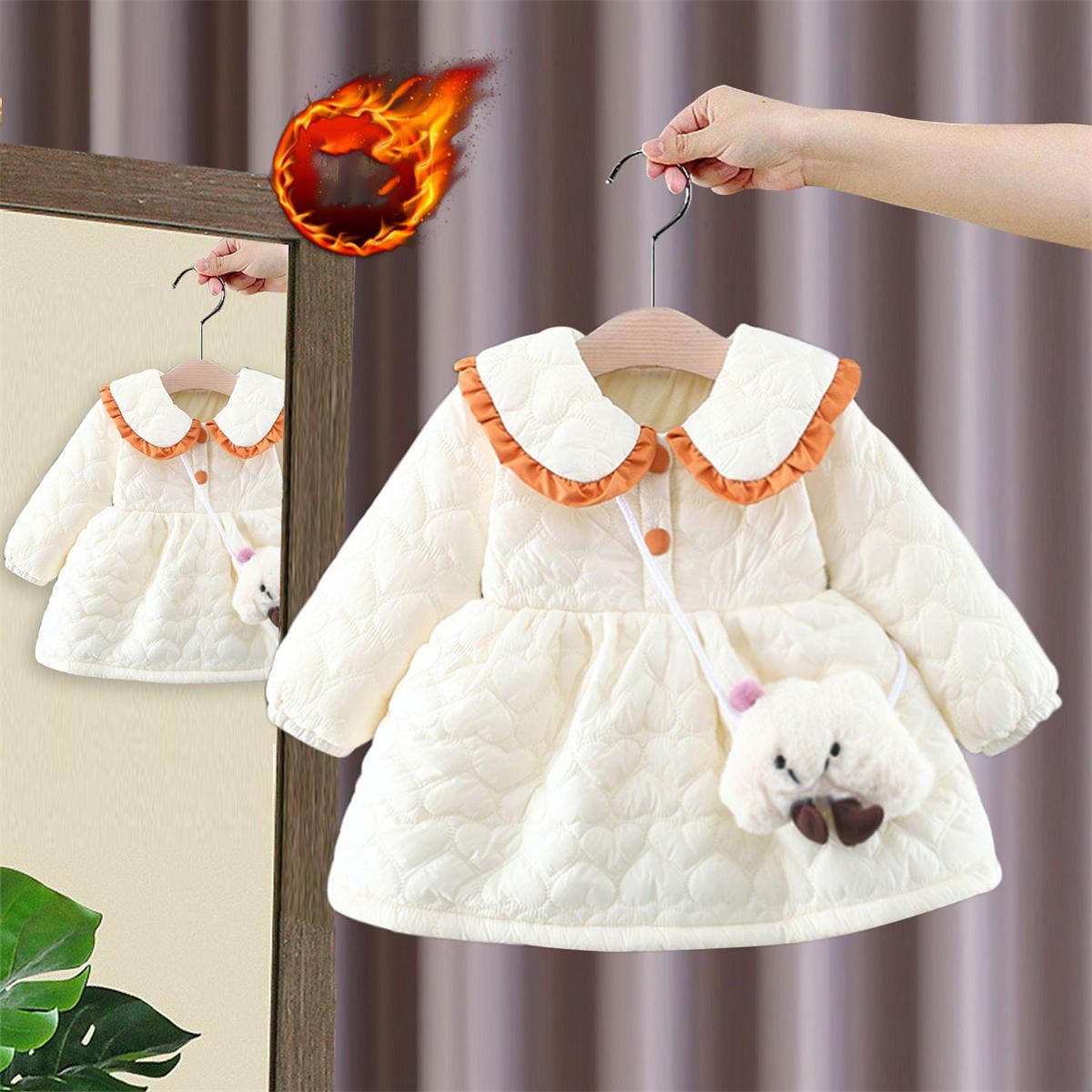 Girls Autumn and Winter Padded Skirt + Cloud Bag Princess Dress