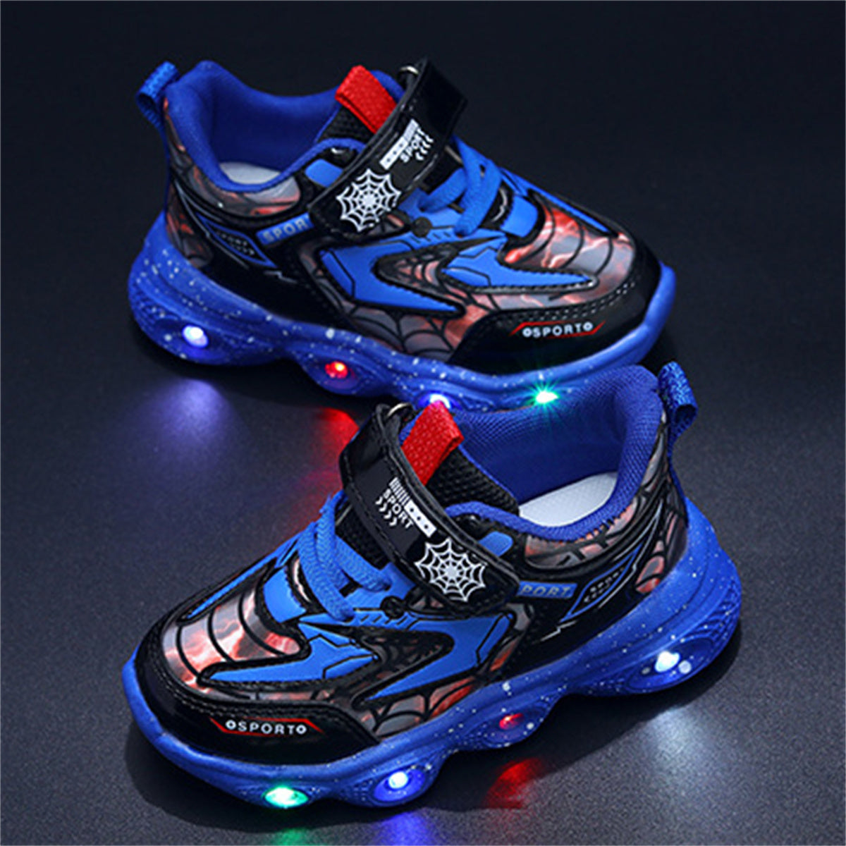 Children's LED spider web luminous sports shoes