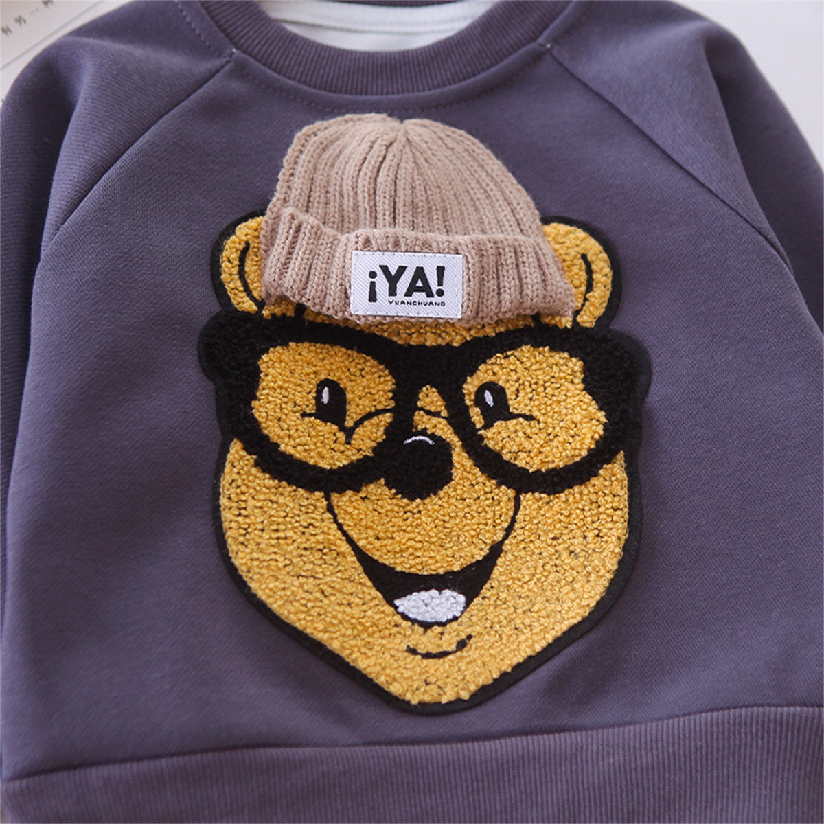 Baby boy spring and autumn cartoon bear casual sweatshirt two-piece suit