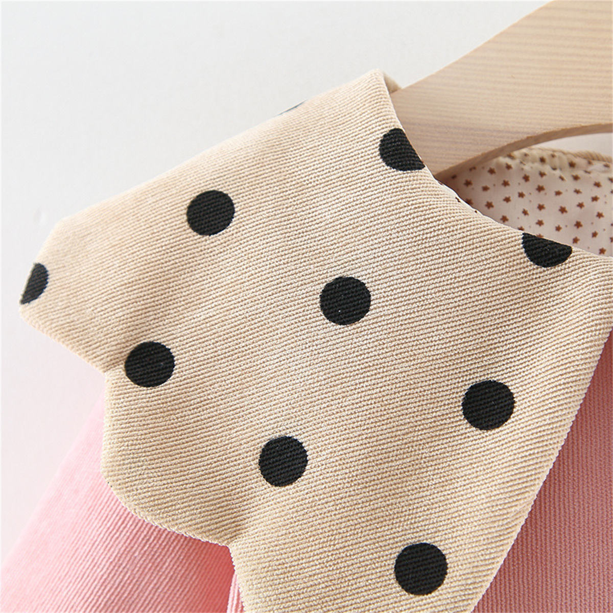 Baby Girls Corduroy Long Sleeve Dress Large Polka Dot Lapel Dress