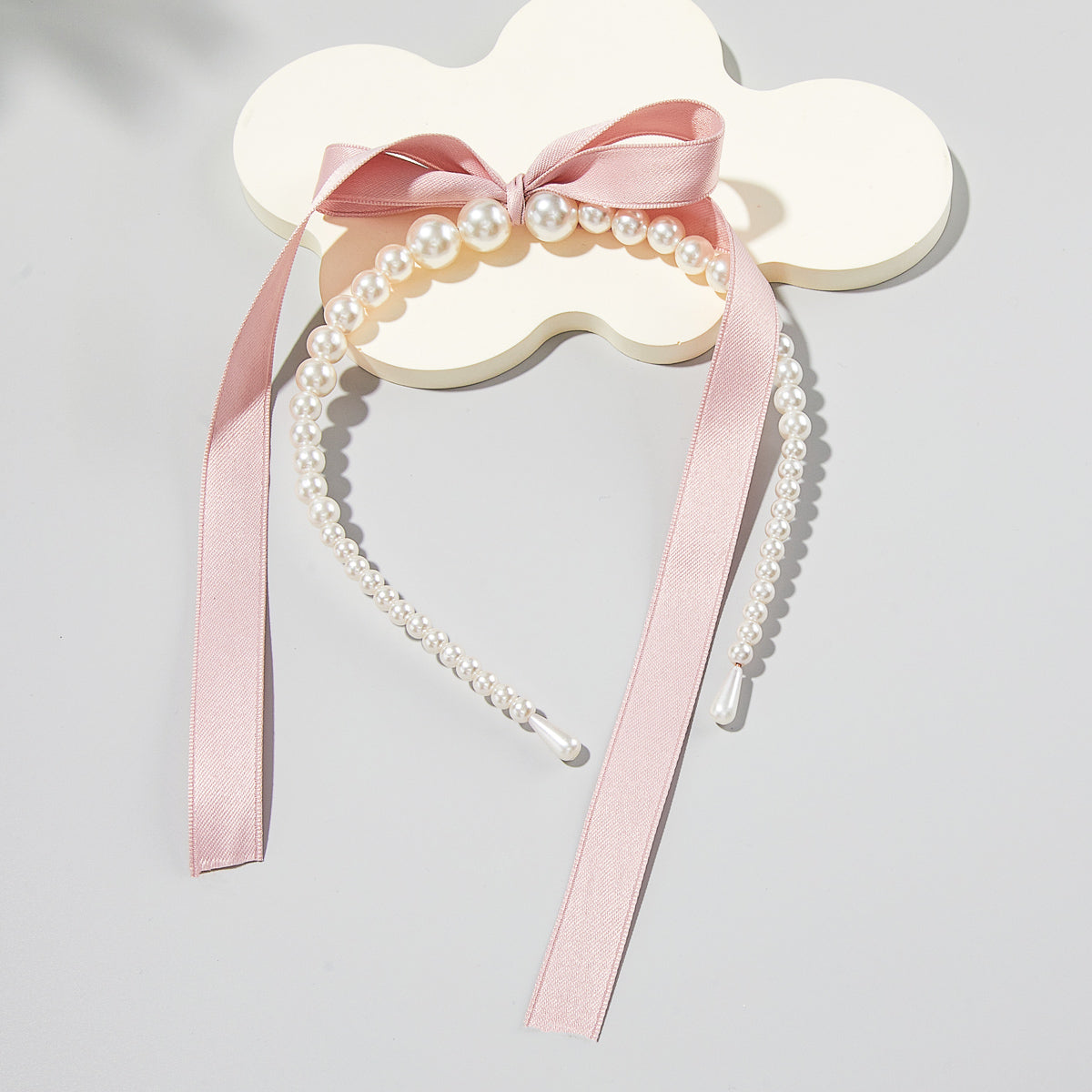 Children's pearl bow ribbon headband