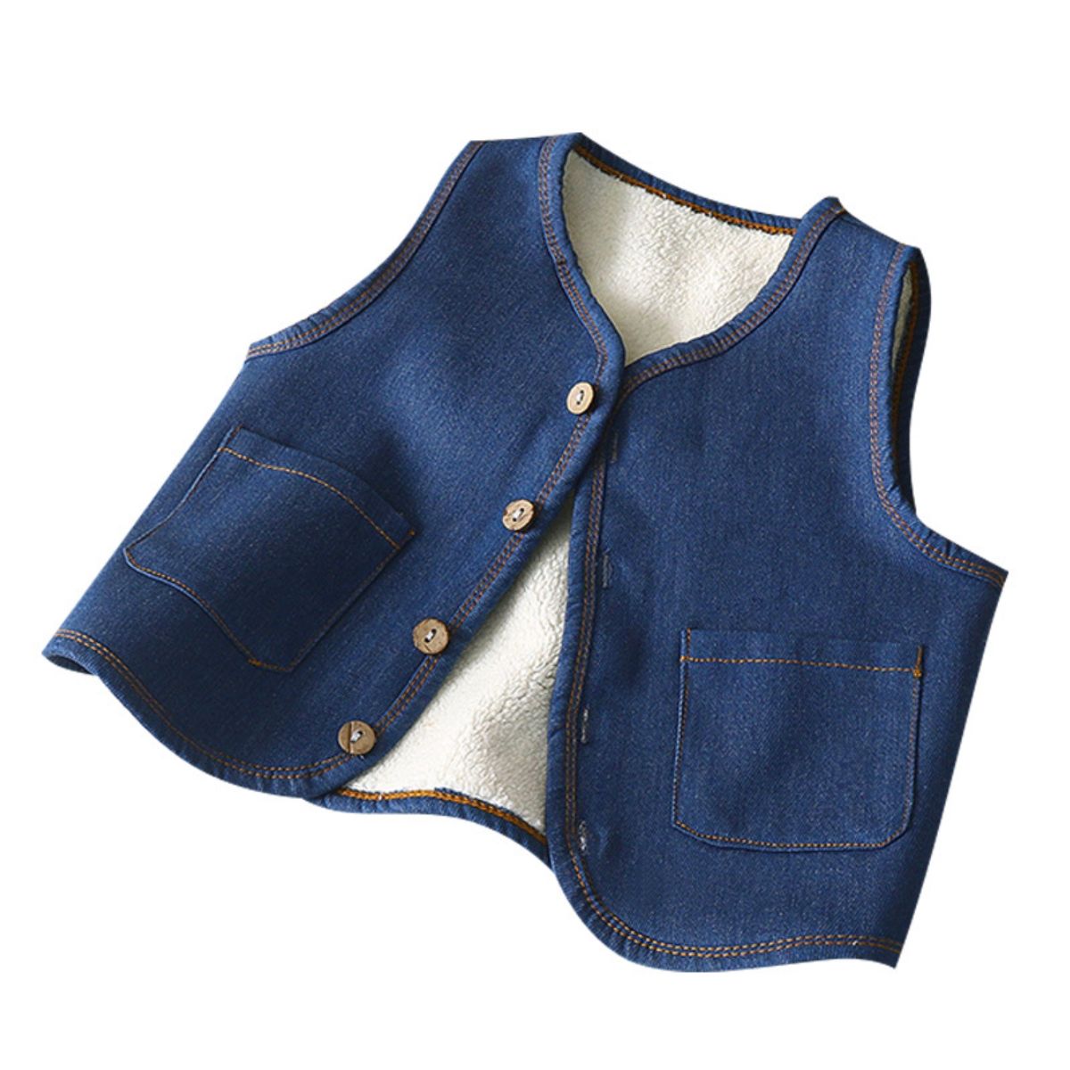 Children's velvet thickened denim vest