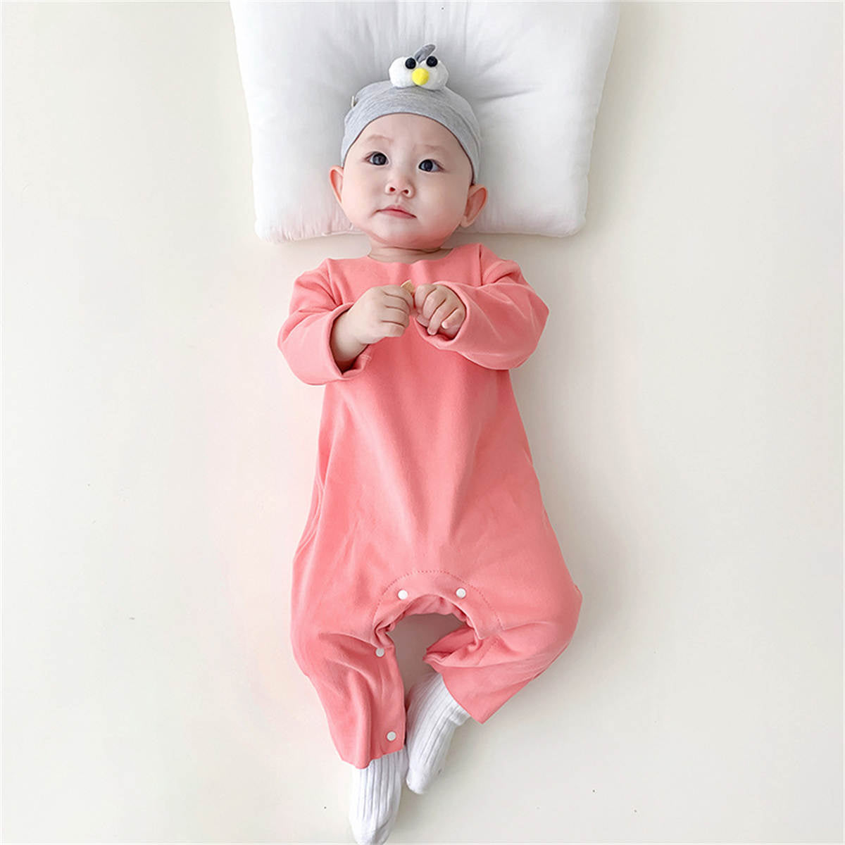 Infant and toddler double-sided brushed long-sleeved boneless warm romper