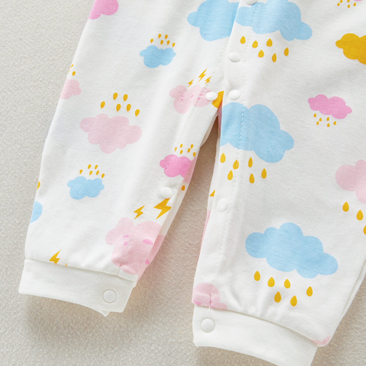 Baby Girl Lovely Clouds Printed Long Sleeve Jumpsuit