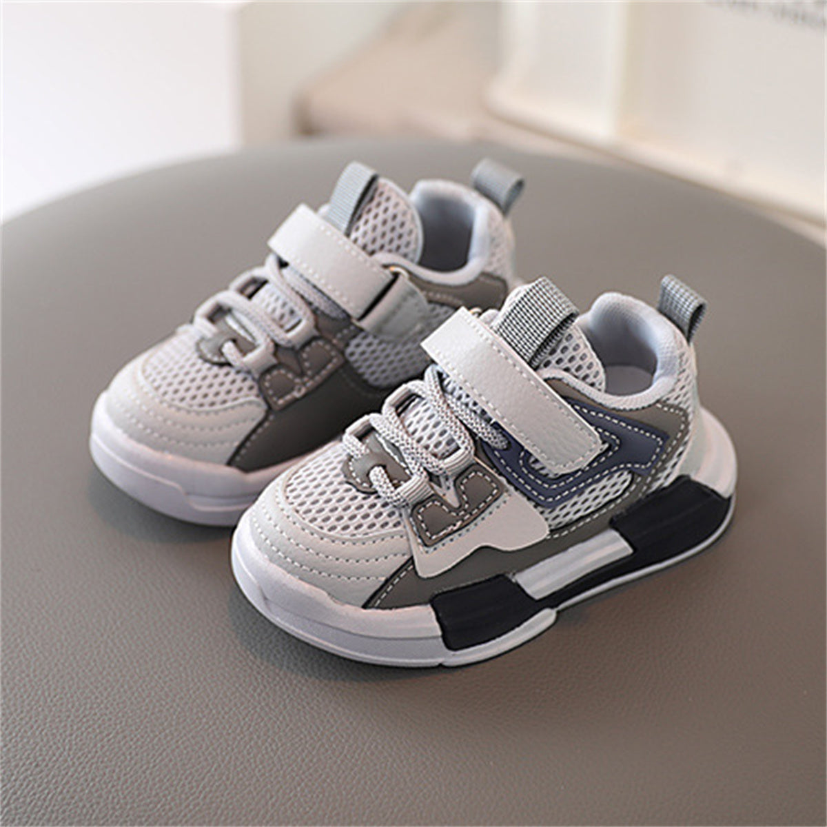 Children's and boys' spring and autumn simple color casual style Velcro mesh breathable sports shoes