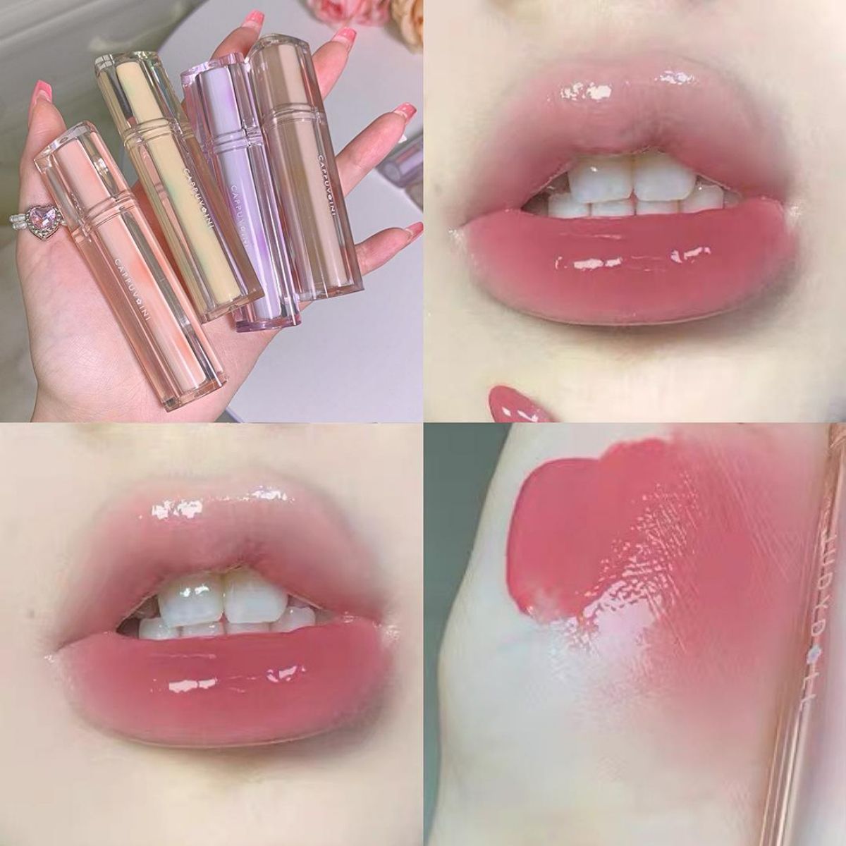 Mirror water gloss jelly lip triangle transparent tube lip glaze