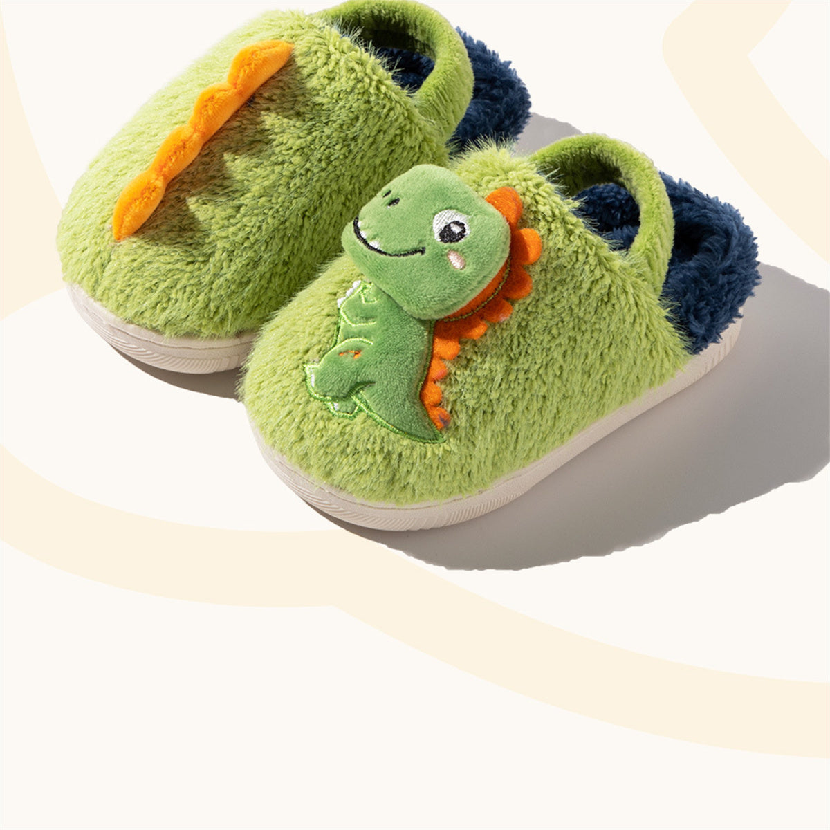 Children's autumn and winter cute dinosaur doll warm elastic back strap cotton slippers