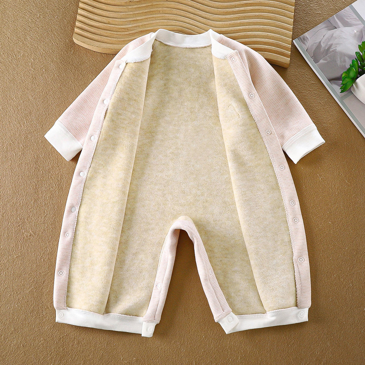 Baby warm onesie plus fleece thickened romper crawling clothes