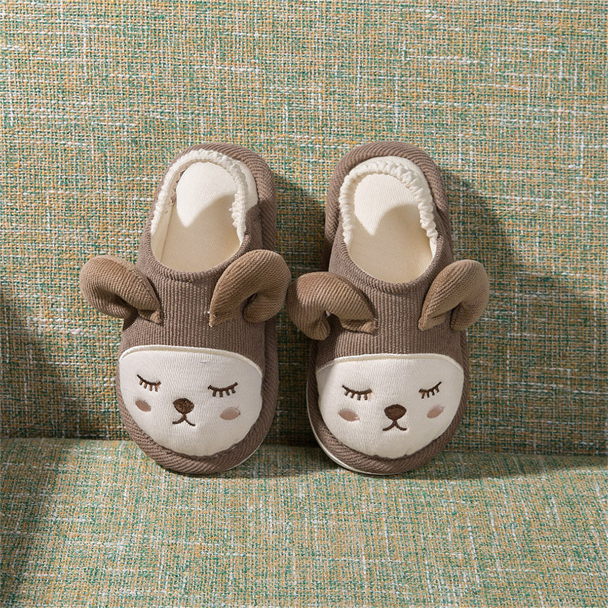 Children's spring and autumn cute pattern back strap soft bottom cotton slippers