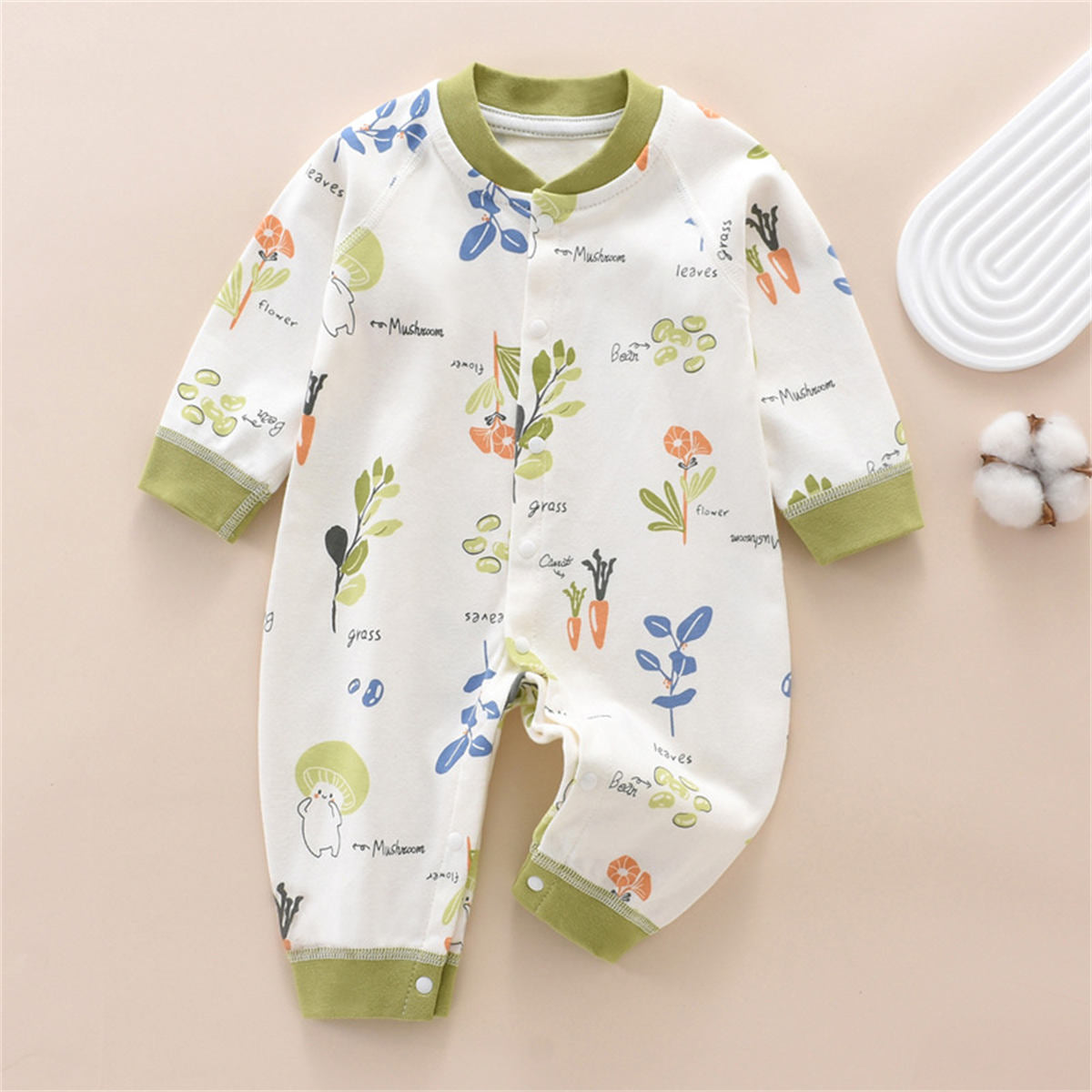 Cute cartoon long-sleeved baby romper for boys and girls