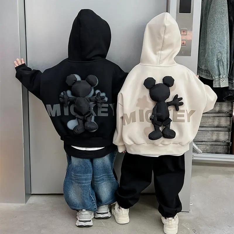 Autumn hooded sweatshirt for middle and large children baby cardigan top