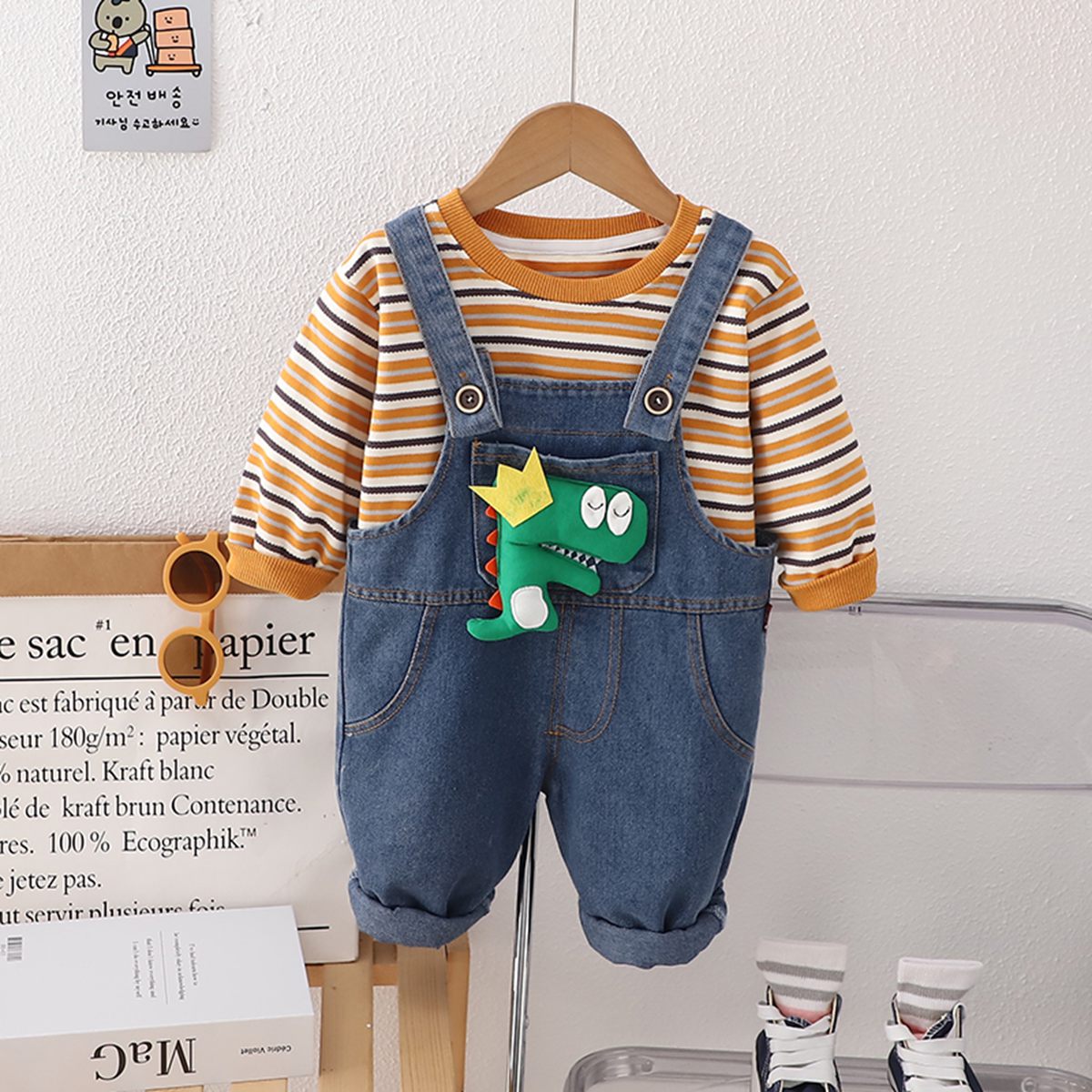 FLCT Striped Dinosaur Overalls