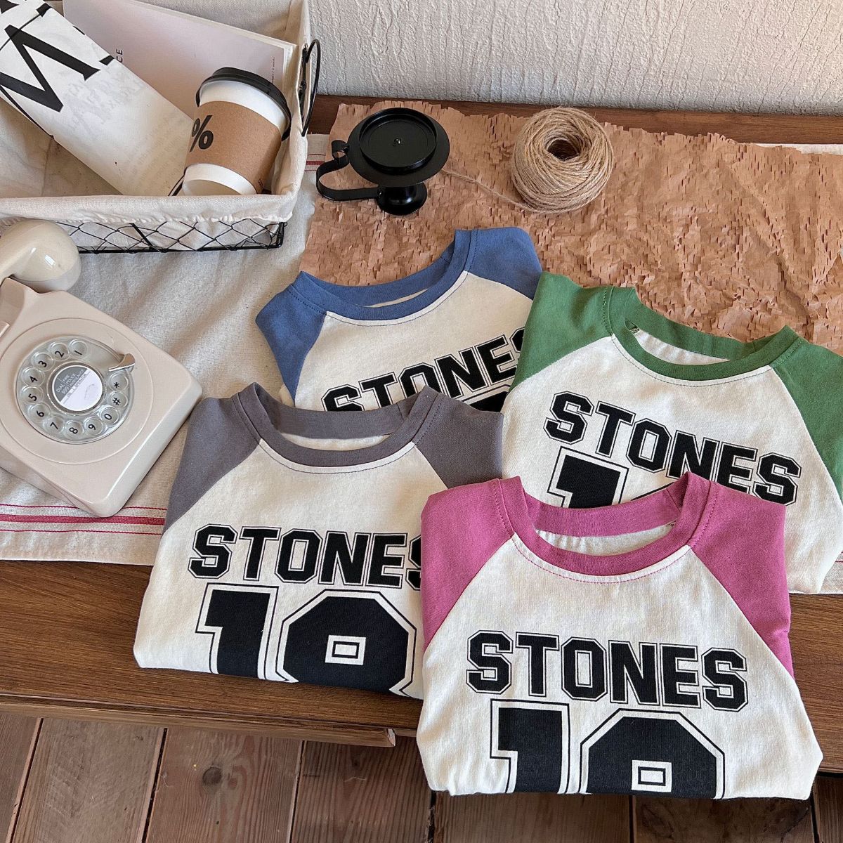 New autumn boys and girls long-sleeved T-shirts pure cotton casual stitching children's clothing letter children's tops bottoming shirt