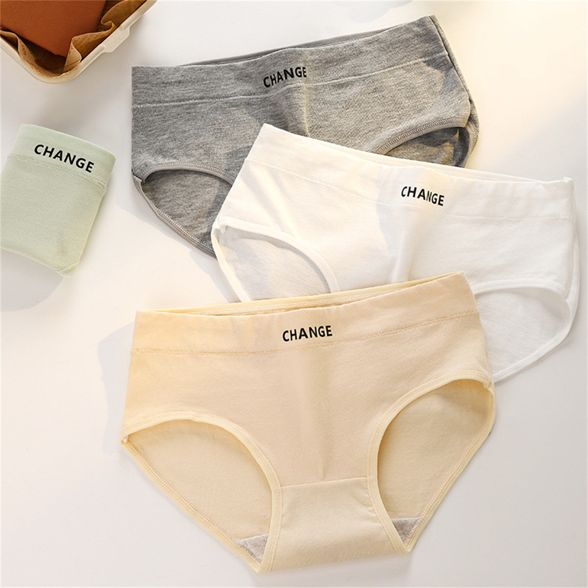 Ladies Hip-wrapped Simple Solid Color Girls Cotton Soft Panties 6 Pack