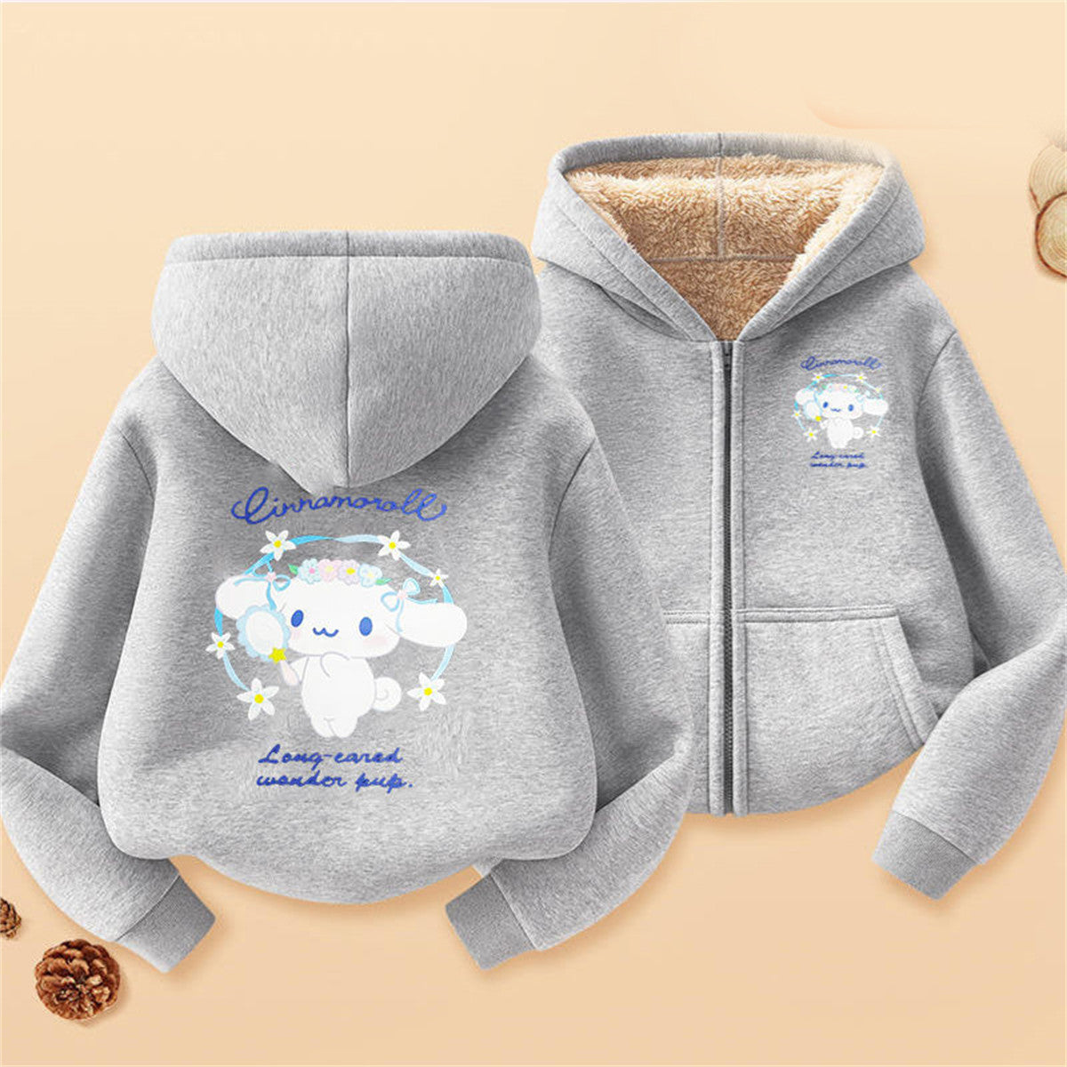 Thick Cartoon Cute Girls Long Sleeve Sweater Jacket Zipper Style