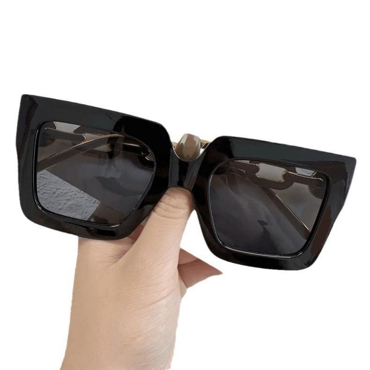 New chain anti-ultraviolet sunglasses European and American fashion square frame women's high-end sunglasses