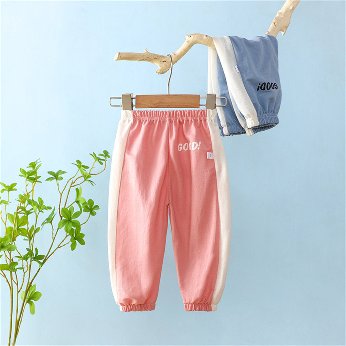 Children's ice silk striped trousers