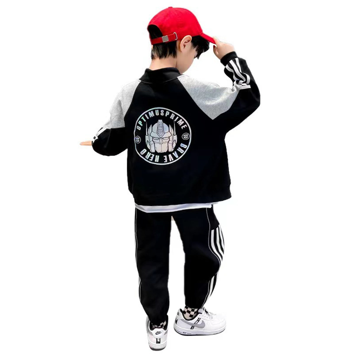 Boys Spring and Autumn Casual Suit Medium and Large Children's Cardigan Long Sleeve Zipper Two-piece Suit