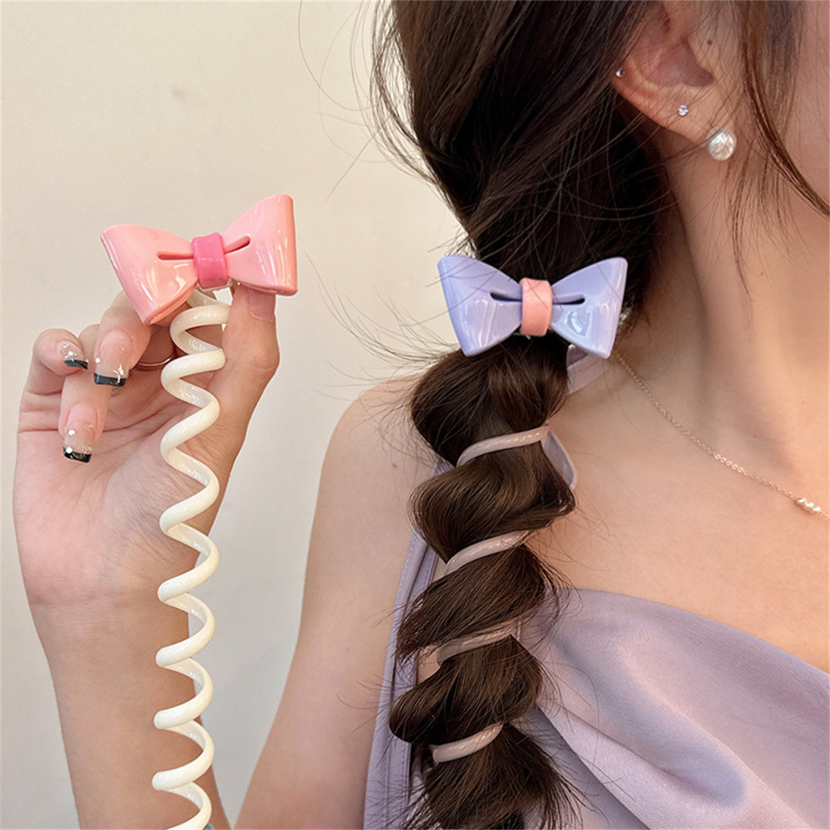 Children's three-dimensional bow telephone line temperament wind rope