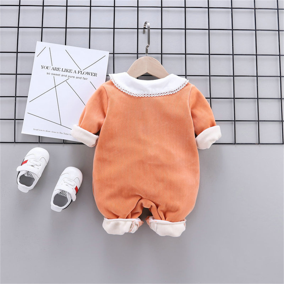 Super soft plus velvet one-piece baby romper for boys and girls