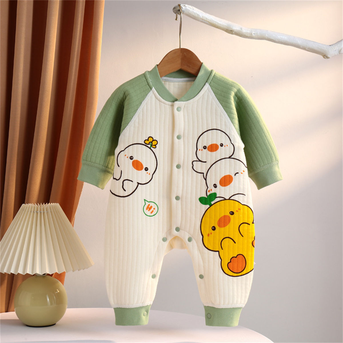 Baby pure cotton warm quilted long sleeve romper