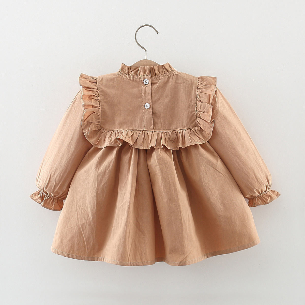 Girls autumn embroidered baby collar dress long sleeve retro dress