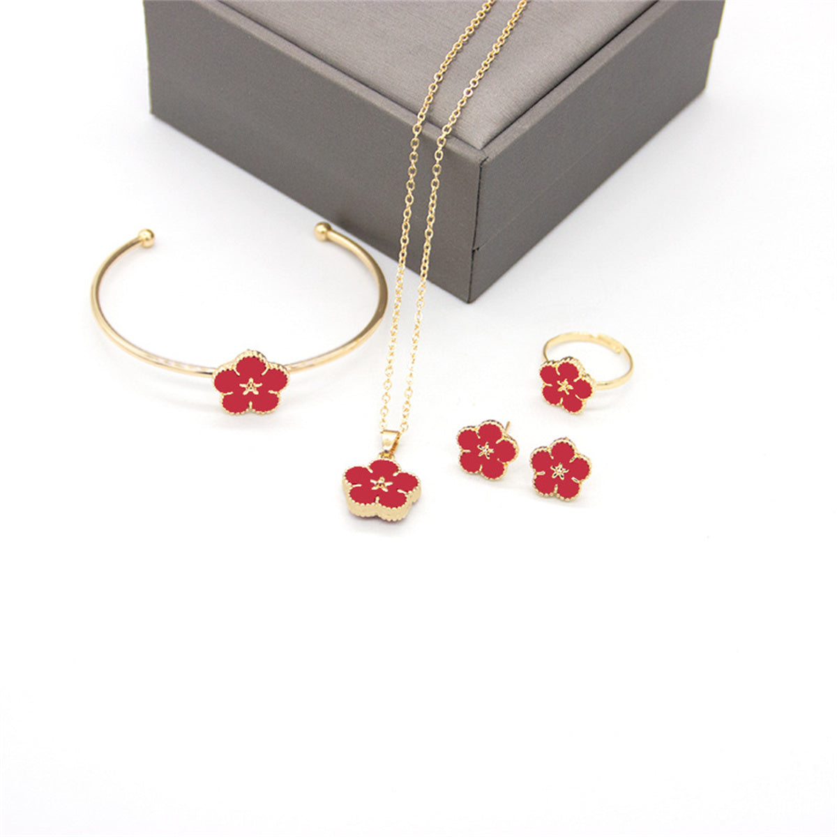 Children's 4-piece four-leaf clover jewelry set