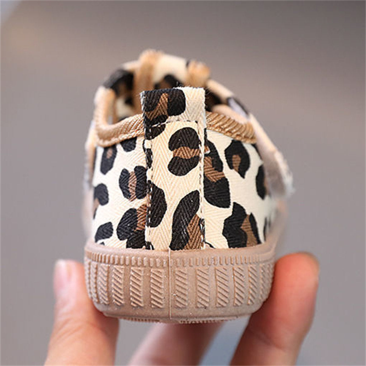 Little girls cute leopard check soft sole fabric toddler shoes