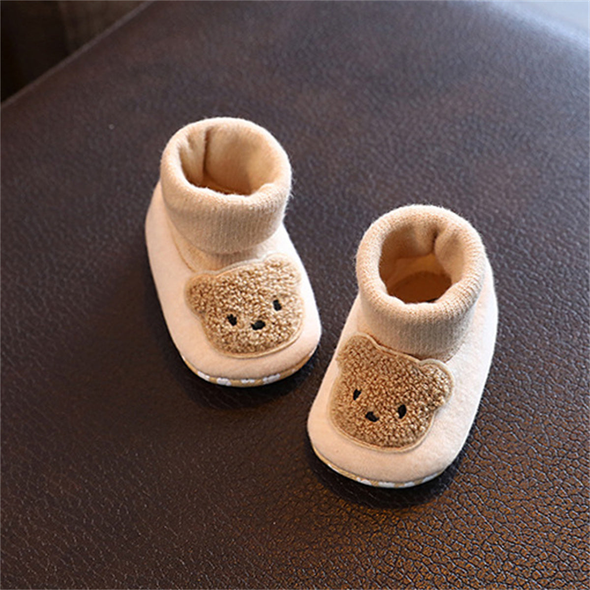 Baby and children's plush bear autumn and winter style plush comfortable soft sole cotton shoes