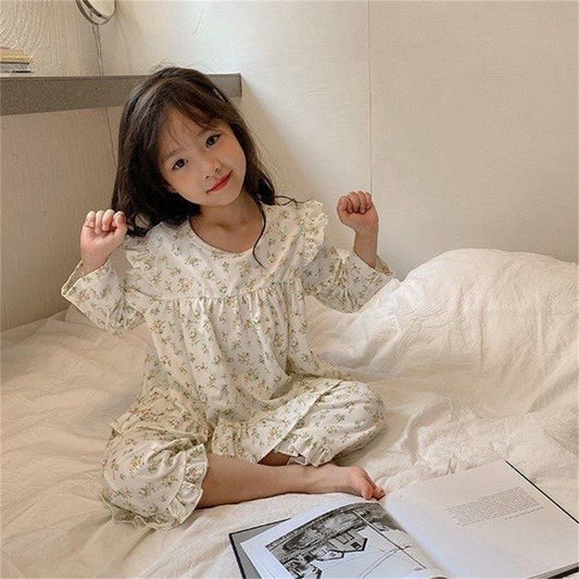 Children's two-piece floral fresh style long-sleeved suit