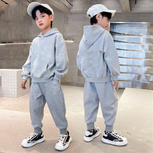 Big Kids Solid Color Basic Sports Suit