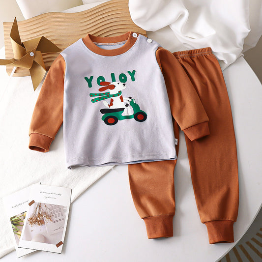 Cute little home clothes underwear pure cotton daily pajamas set