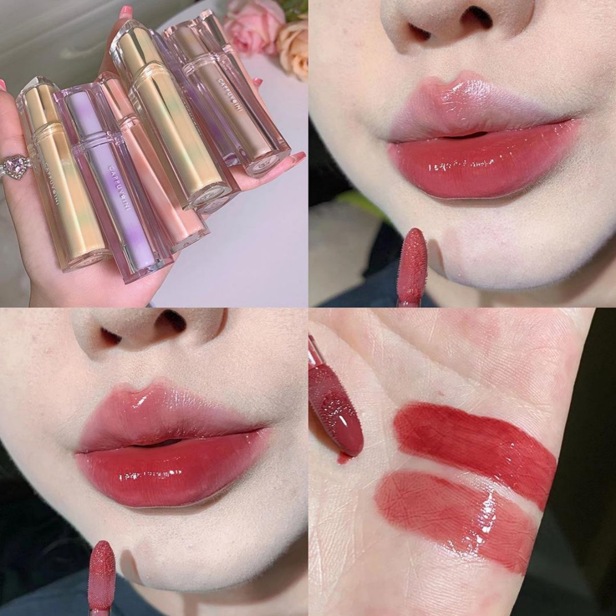 Mirror water gloss jelly lip triangle transparent tube lip glaze