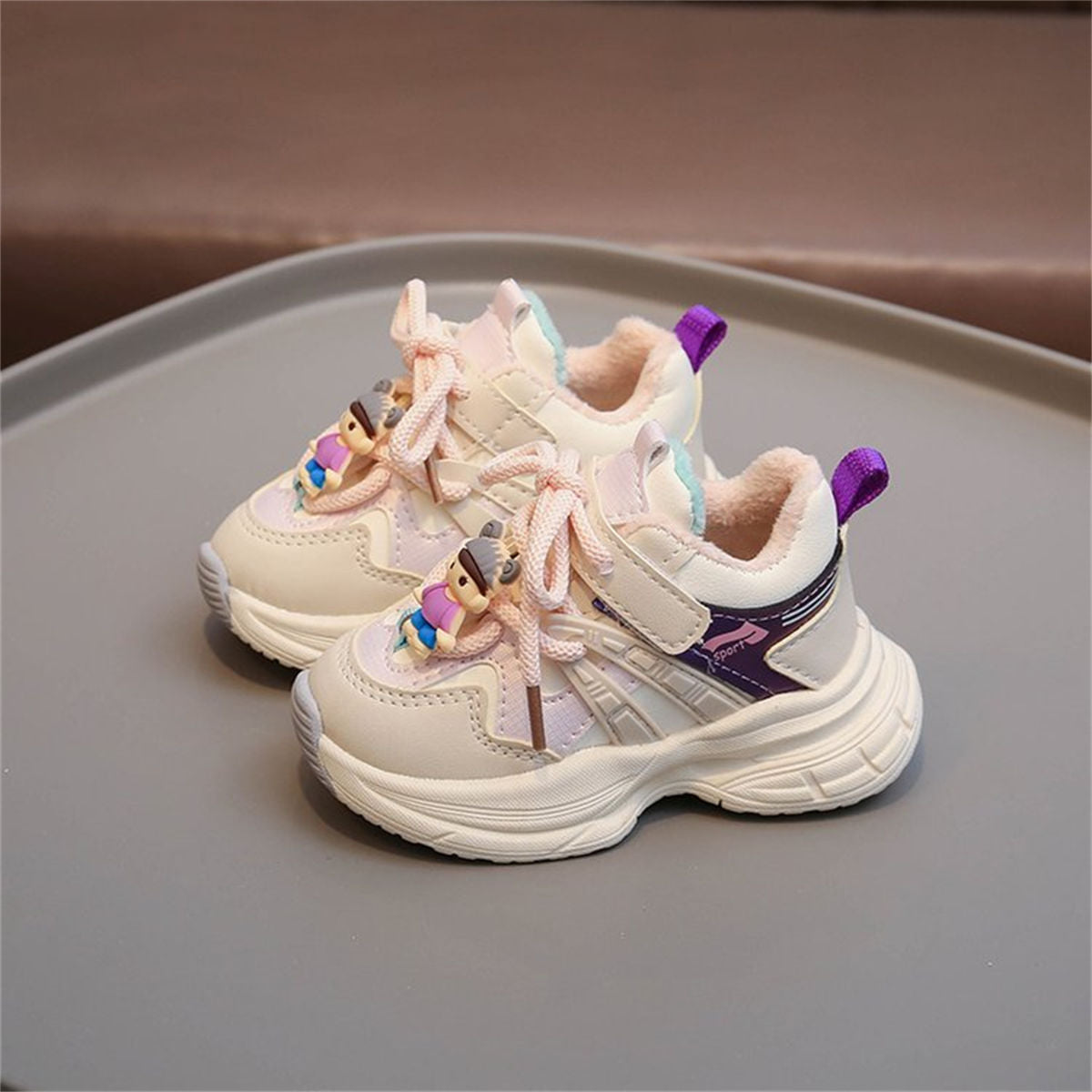 Winter plush and color matching cute doll sports shoes for boys and girls