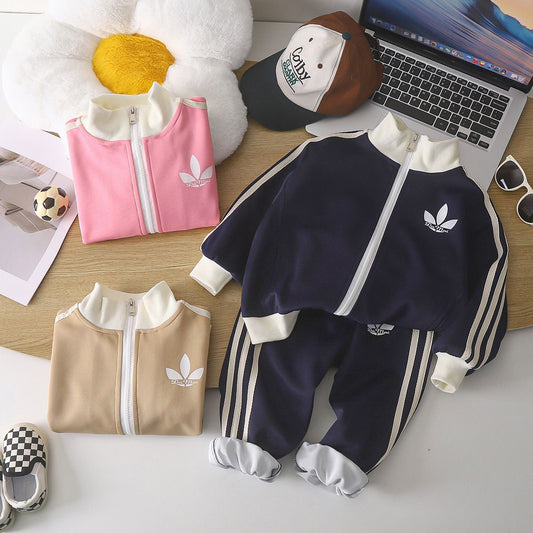 Children's sportswear suits new boys and girls cardigan casual sweater two-piece suits small and medium children's clothes