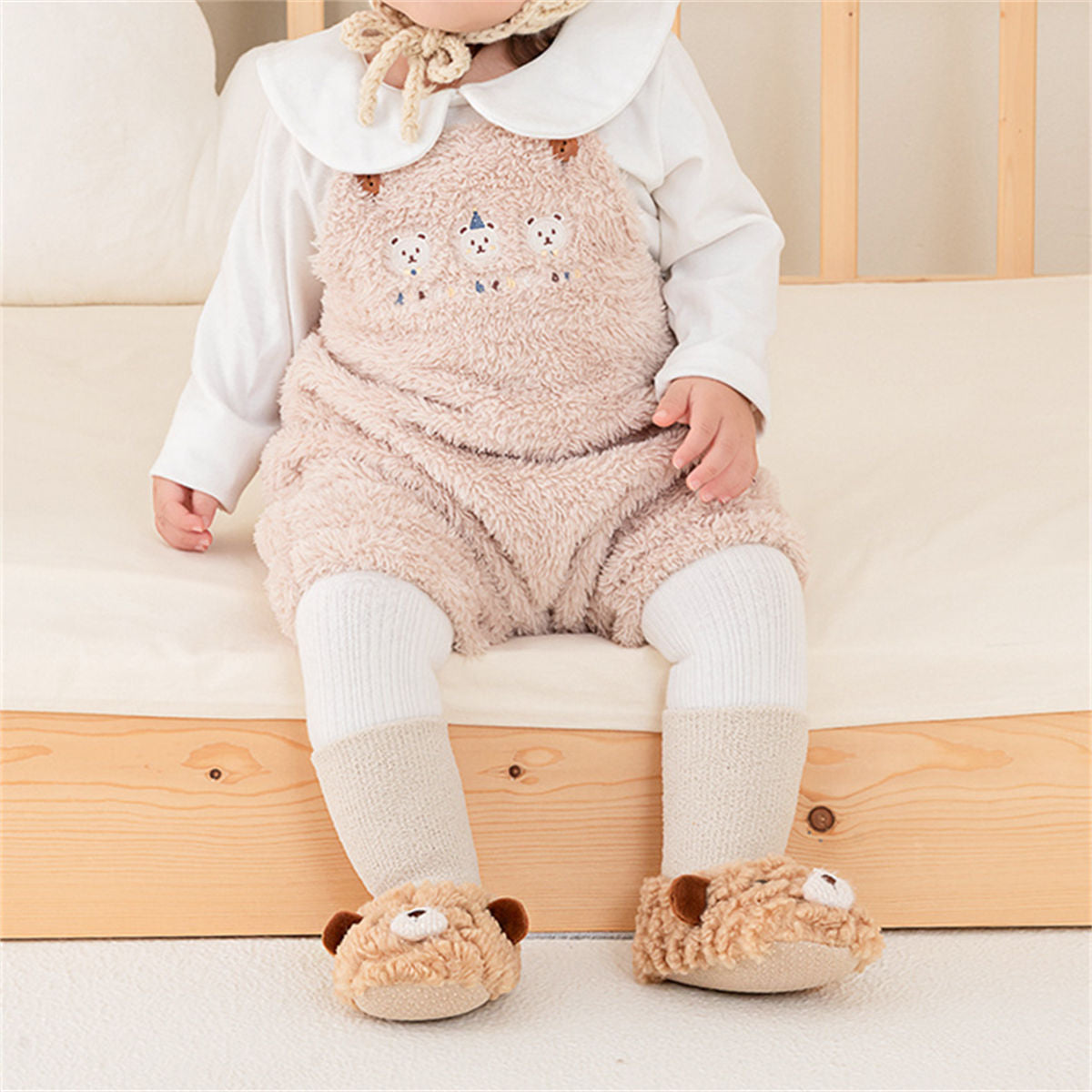 Winter plush cute bear style cotton shoes for baby boys and girls