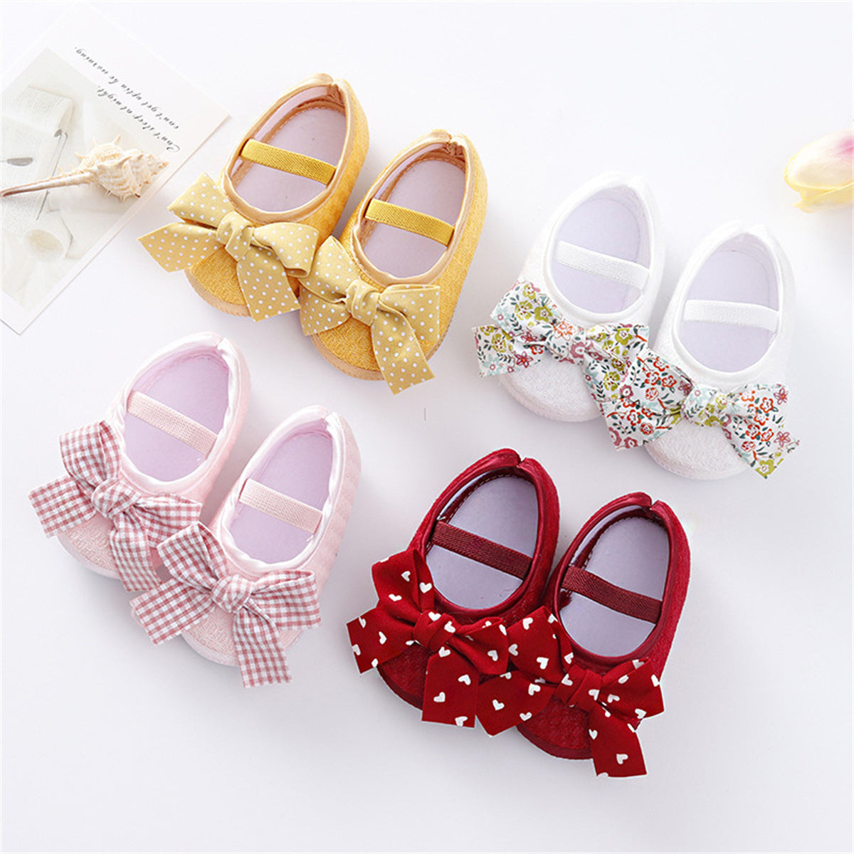 Children's 2-piece set of polka dot bow casual shoes