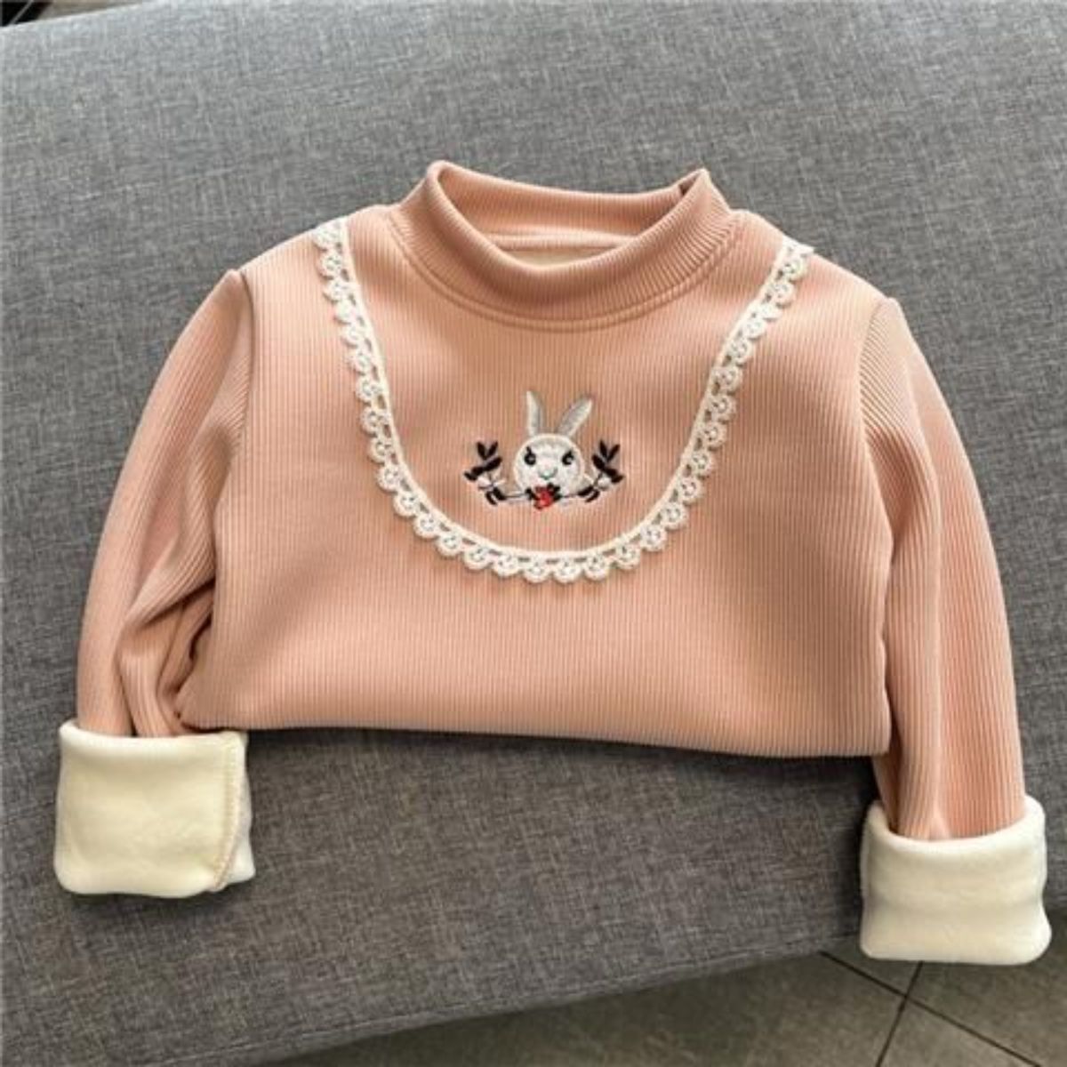 Girls Plus Velvet Bottoming Shirt New Children Autumn and Winter Little Girls One-piece Velvet Warm Winter Tops