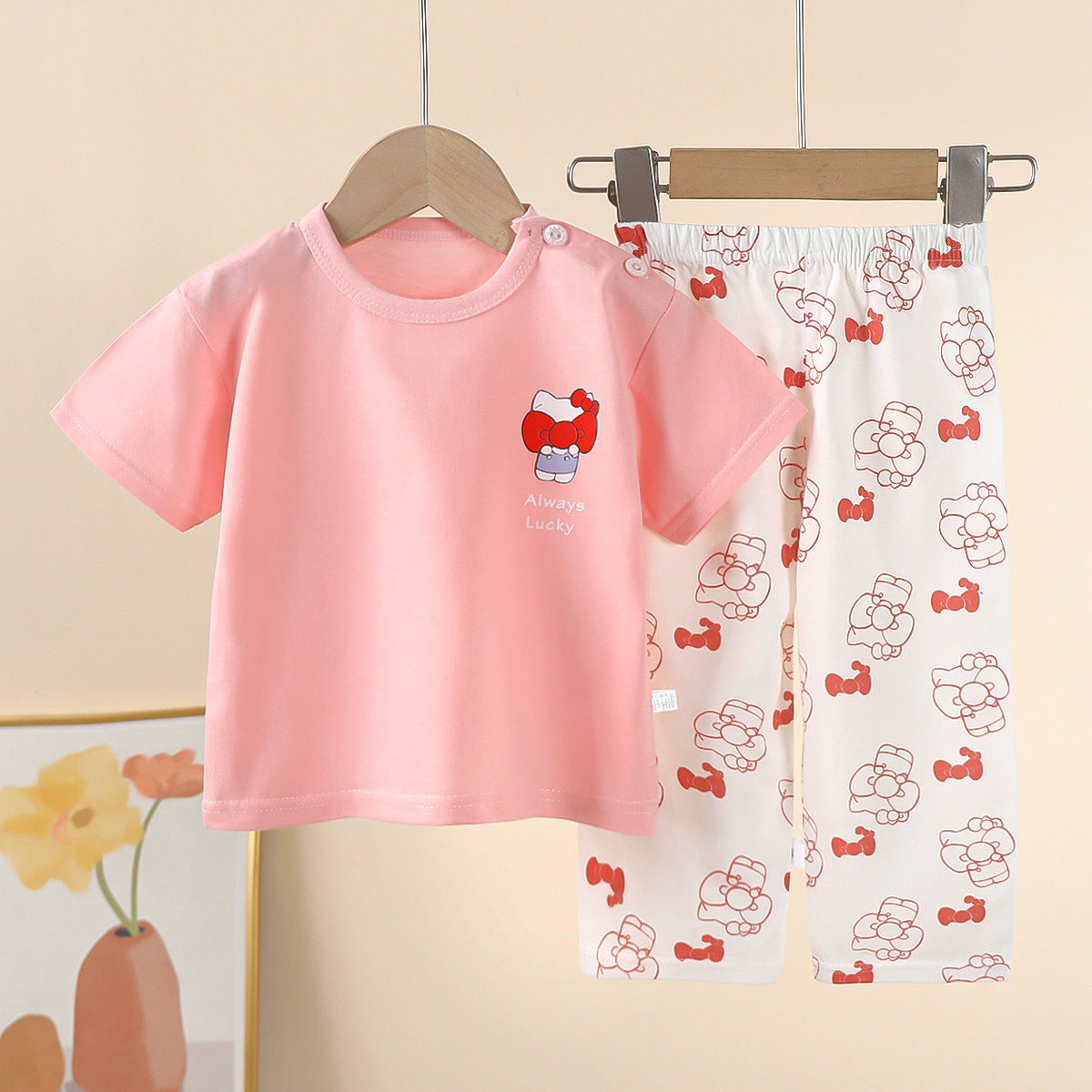 Children's short-sleeved suit pure cotton summer baby T-shirt boy pajamas summer children's clothing