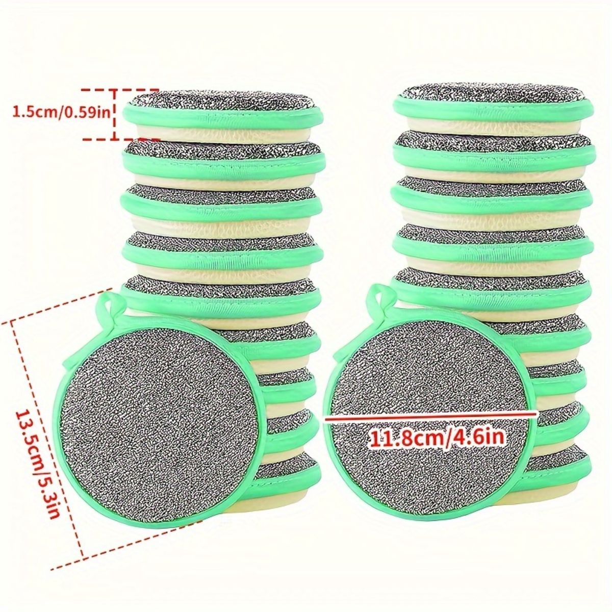 Round kitchen sponge dishwashing scouring pad 12 pieces