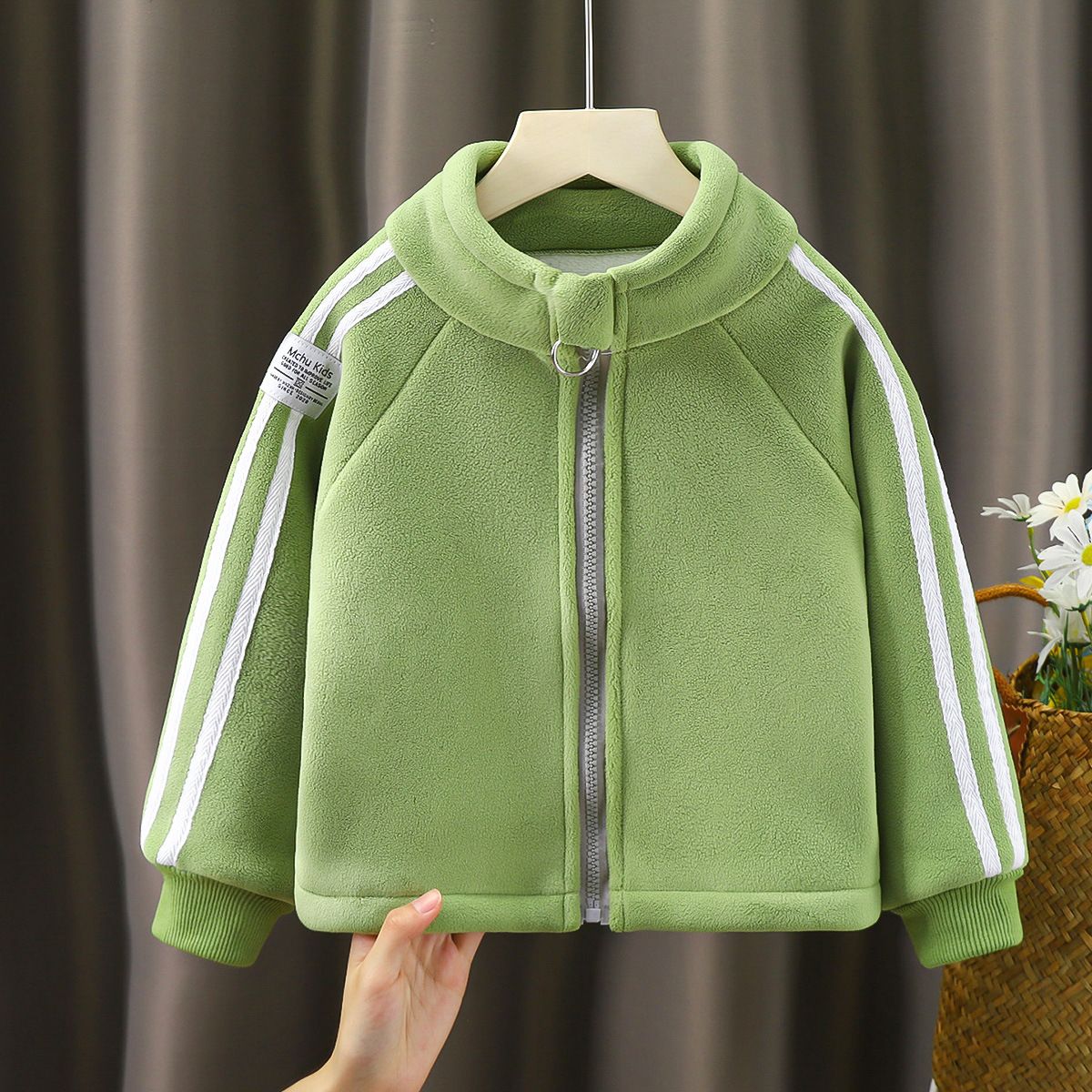 New children's coat for boys and girls, medium and large children's baby, autumn and winter thick warm coat, stand collar outer wear